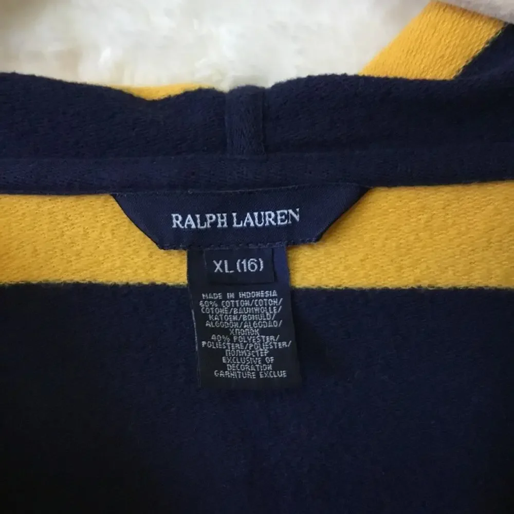Ralph Lauren Girl Yellow Striped Long Hoodie Shirt